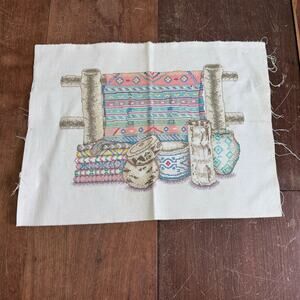 Vintage pastel Native American Scene COMPLETE‎ Cross Stitch Ready to Frame